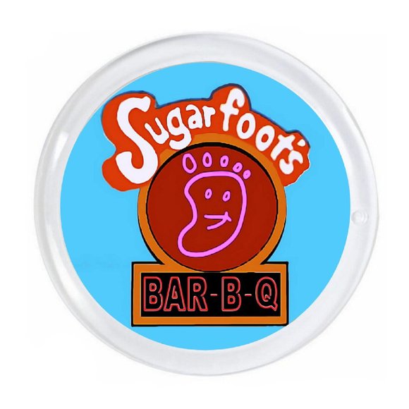 King Of The Hill Sugarfoot's Bar-B-Q Magnet big round 3 inch diameter + border - Picture 1 of 3